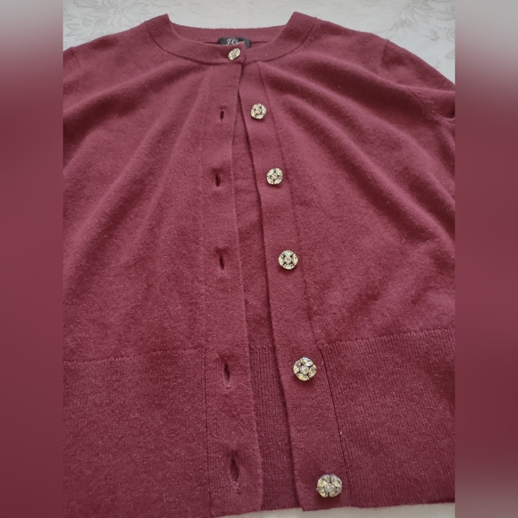 J Crew 100% cashmere cardigan burgundy - Picture 9 of 9
